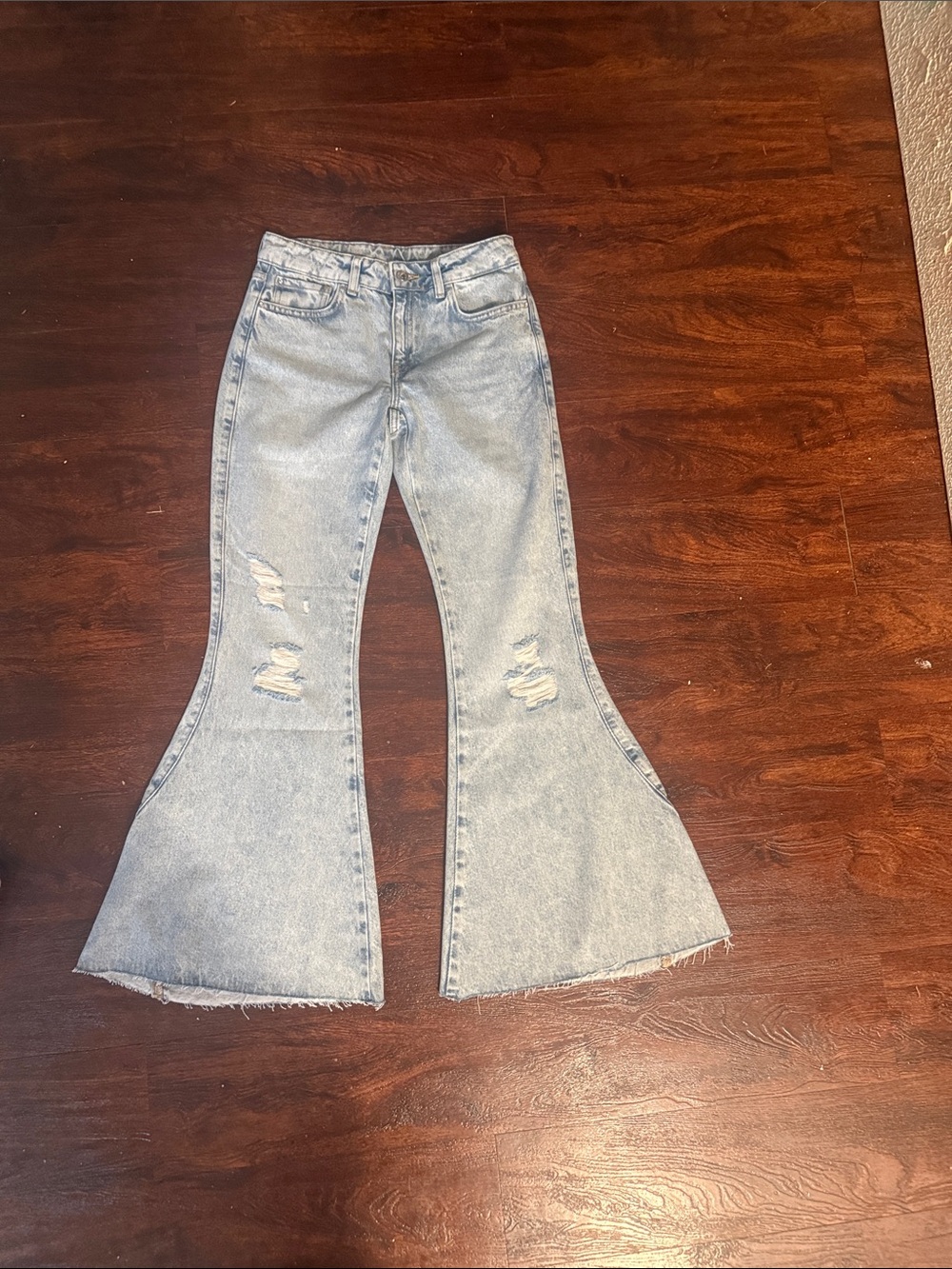 Liu Jo Light Blue Flare Jeans with Distressed Knees